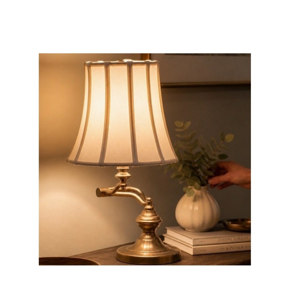 Solid Brass Adjustable Lamp Task Banker Office Desk Lighting Cream Shade Vintage